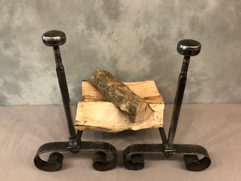 Antique Wrought Iron Andirons 19 th C