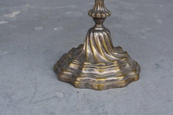 Paire De Chandelier En Métal Argenté Style Louis XV à 6 Lumières