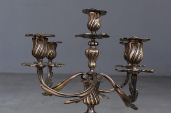 Paire De Chandelier En Métal Argenté Style Louis XV à 6 Lumières