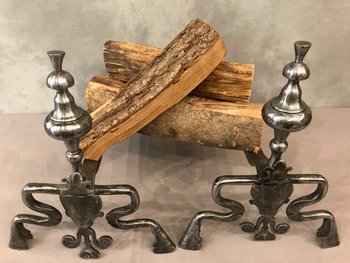 Pair Of Louis XIV Period Wrought Iron Andirons 17 th C