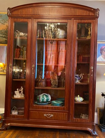 Mahogany art nouveau bookcase and display case