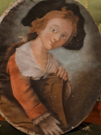 XVIII th Century, Pastel of the Countess De Chateauvieux 1788