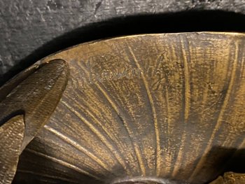 Inkwell in bronze signed Cumberworth