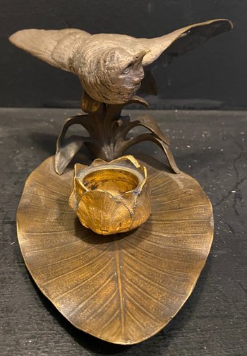 Inkwell in bronze signed Cumberworth