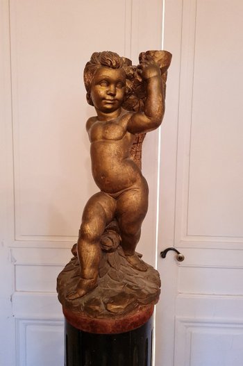 Angelot in legno intagliato del XIX secolo