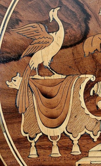 Guéridon en Placage de Ronce d’Acajou et Marqueteries, époque Charles X – Début XIXe