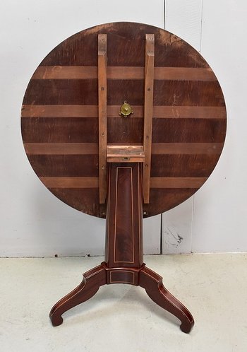Guéridon en Placage de Ronce d’Acajou et Marqueteries, époque Charles X – Début XIXe