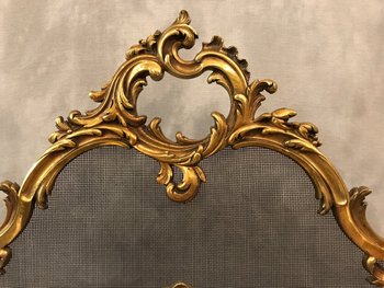 écran De Cheminée Ancien En Bronze D’époque 19ème De Style Louis XV