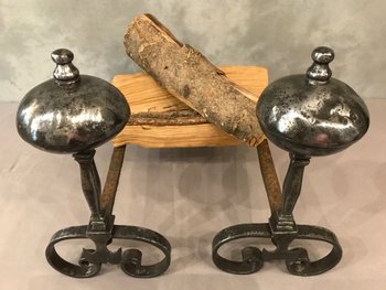 Antique Iron Andirons Late 17th Century