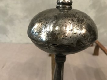 Antique Iron Andirons Late 17th Century