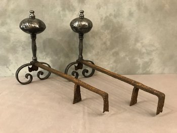 Antique Iron Andirons Late 17th Century