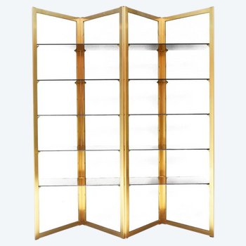 Scaffale a forma di paravento dal design vintage 1970