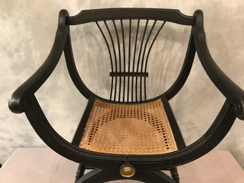 Fauteuil Dagobert Curule En Bois Peint D’époque 1900