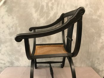 Fauteuil Dagobert Curule En Bois Peint D’époque 1900