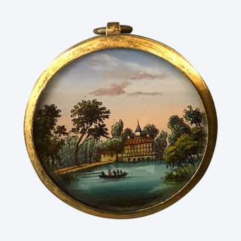 Miniature Small Eglantine In A Brass Frame 18th Century