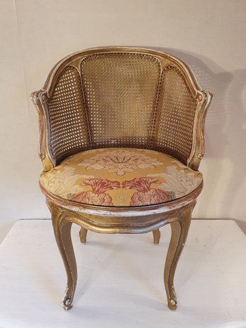 Fauteuil De Bureau En Bois Doré Napoléon III