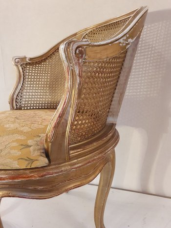 Fauteuil De Bureau En Bois Doré Napoléon III