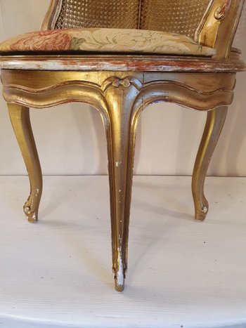 Fauteuil De Bureau En Bois Doré Napoléon III