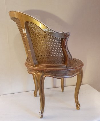 Fauteuil De Bureau En Bois Doré Napoléon III