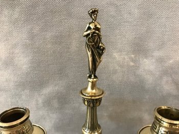 Double candlestick In Bronze Directoire Style 19th century