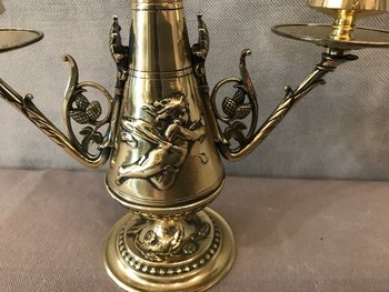 Double candlestick In Bronze Directoire Style 19th century
