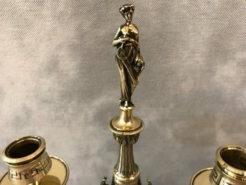Double candlestick In Bronze Directoire Style 19th century