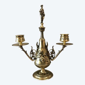 Double candlestick In Bronze Directoire Style 19th century