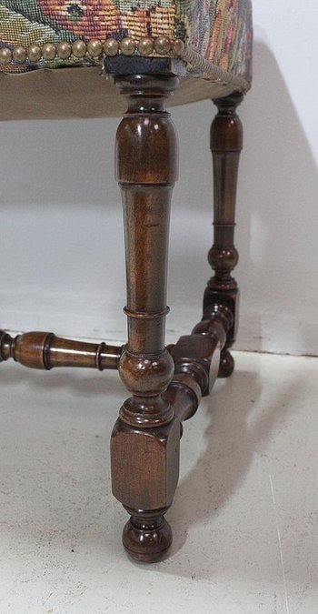 Tandem di sgabelli in noce massiccio, stile Luigi XIV - Fine del XIX secolo