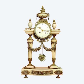 Orologio da portico in marmo e bronzo stile Luigi XVI Napoleone III