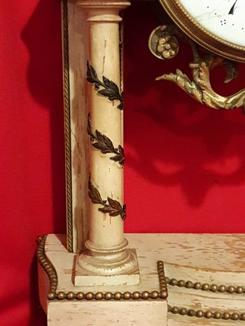 Louis XVI Clock, Patinated Wood And Bronze