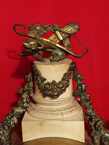 Louis XVI Clock, Patinated Wood And Bronze