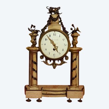 Louis XVI Clock, Patinated Wood And Bronze