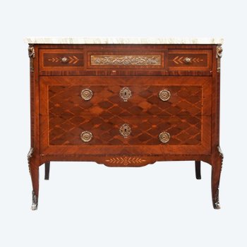 19th Century Rosewood Inlaid Transition Style Commode