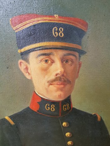 Portrait d'Un Militaire Daté 1915, Signé Renaux