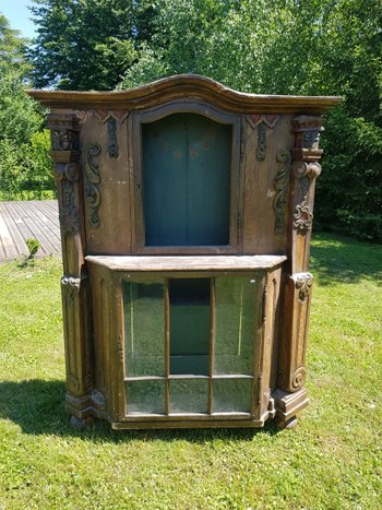 Vitrine En Sapin Polychrome XVIIIe siècle
