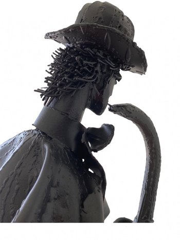 Iron Sculptures Of The Artist Jean Alexandre Delattre The Man With Flowers And The Man With Saxo.
