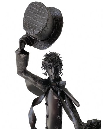 Iron Sculptures Of The Artist Jean Alexandre Delattre The Man With Flowers And The Man With Saxo.