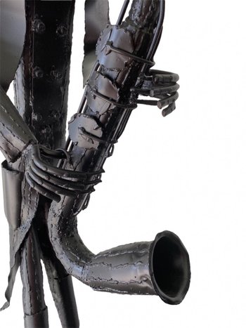 Iron Sculptures Of The Artist Jean Alexandre Delattre The Man With Flowers And The Man With Saxo.