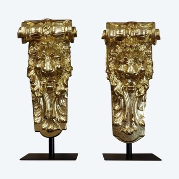 Pair Of Large Brackets With Lions 19th century