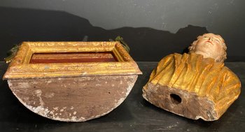 Busto reliquiario in legno dorato e policromo
