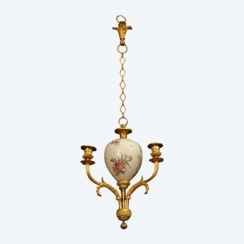 Piccolo lampadario da mobile in porcellana Directoire