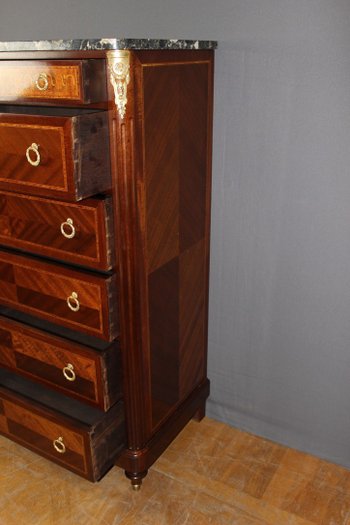 Chiffoniere in mogano e intarsio in stile Luigi XVI, 1925 ca.
