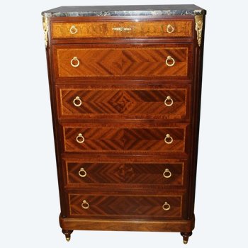 Chiffoniere in mogano e intarsio in stile Luigi XVI, 1925 ca.