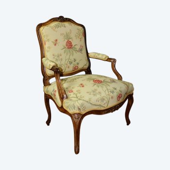 Louis XV flat back armchair in walnut