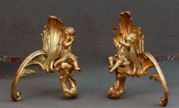 Pair Of 18th Century Rocaille Chenets