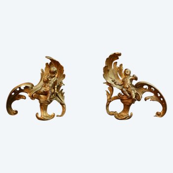 Pair Of 18th Century Rocaille Chenets