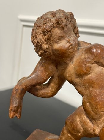 Sylvestre Clerc - Bambino che tira un serpente Scultura in terracotta Susse Frères