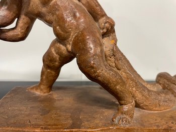 Sylvestre Clerc - Bambino che tira un serpente Scultura in terracotta Susse Frères