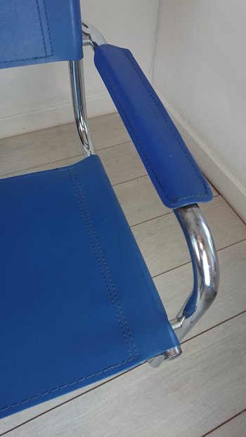 Fauteuils design cuir Bleue roi Marcel Breuer attribué Mattéo  Grassi