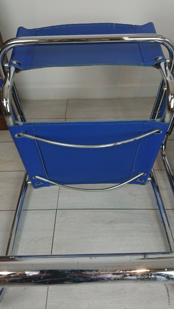 Fauteuils design cuir Bleue roi Marcel Breuer attribué Mattéo  Grassi